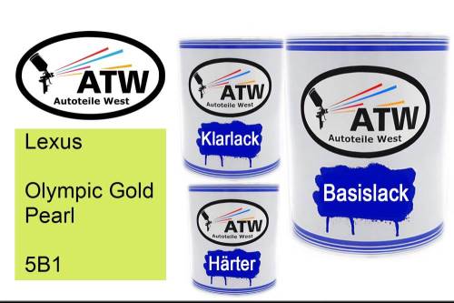 Lexus, Olympic Gold Pearl, 5B1: 1L Lackdose + 1L Klarlack + 500ml Härter - Set, von ATW Autoteile West.
